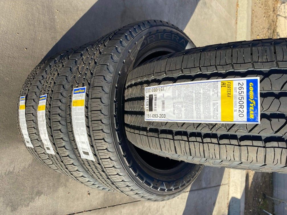 265/50r20 Goodyear fortera New Tires Installed and Balanced