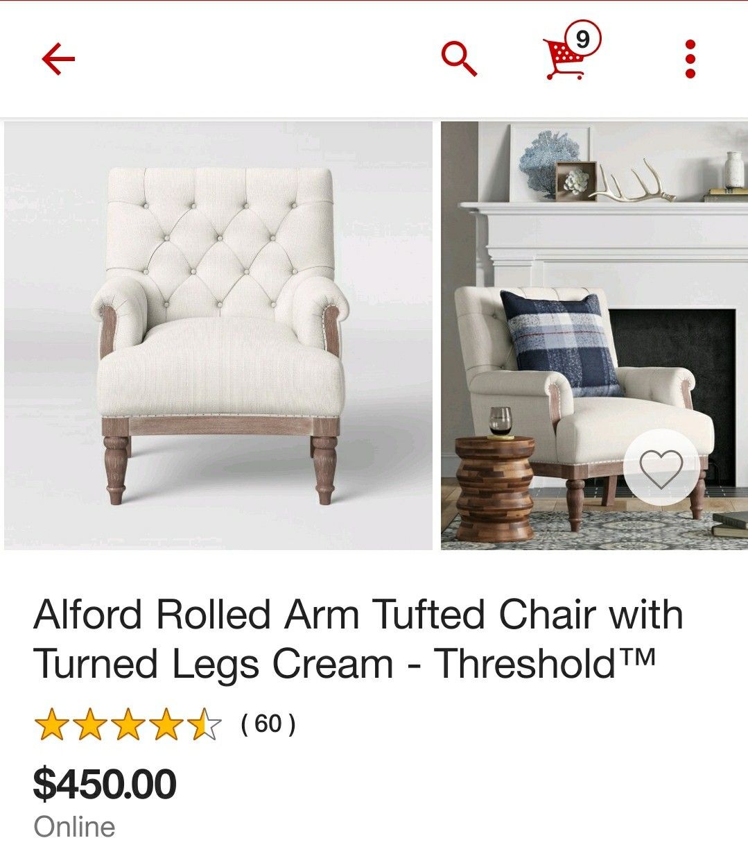 Threshold Alford Rolled Arm Tufted Chair New In Box