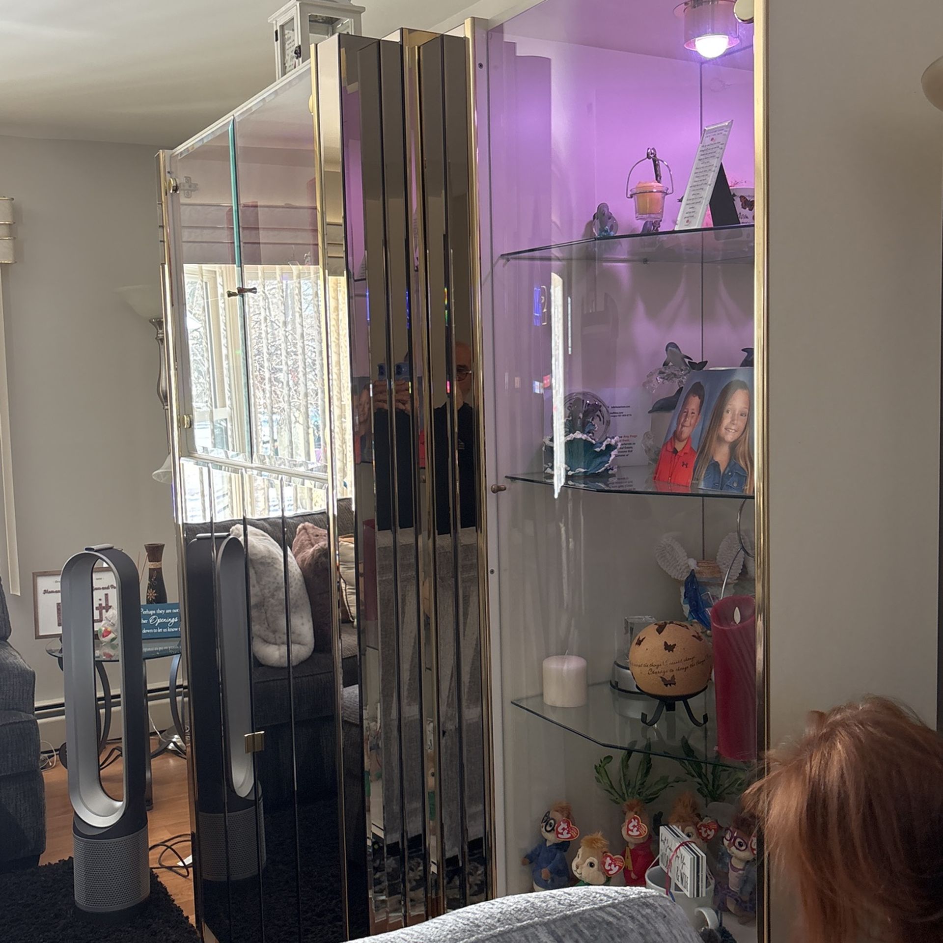 Cabinet To Hold Your Knickknacks! Knickknacks Are Not Included -Three Pieces Comes Apart  Three  Pieces With Glass Shelves.