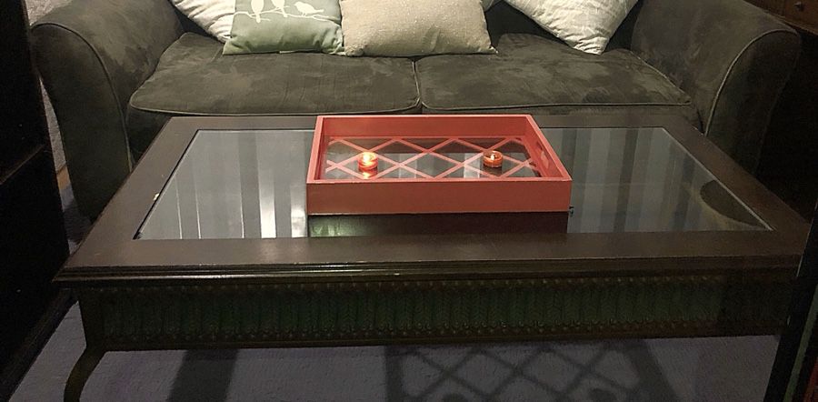 ANTIQUE COFFEE GLASS TABLE