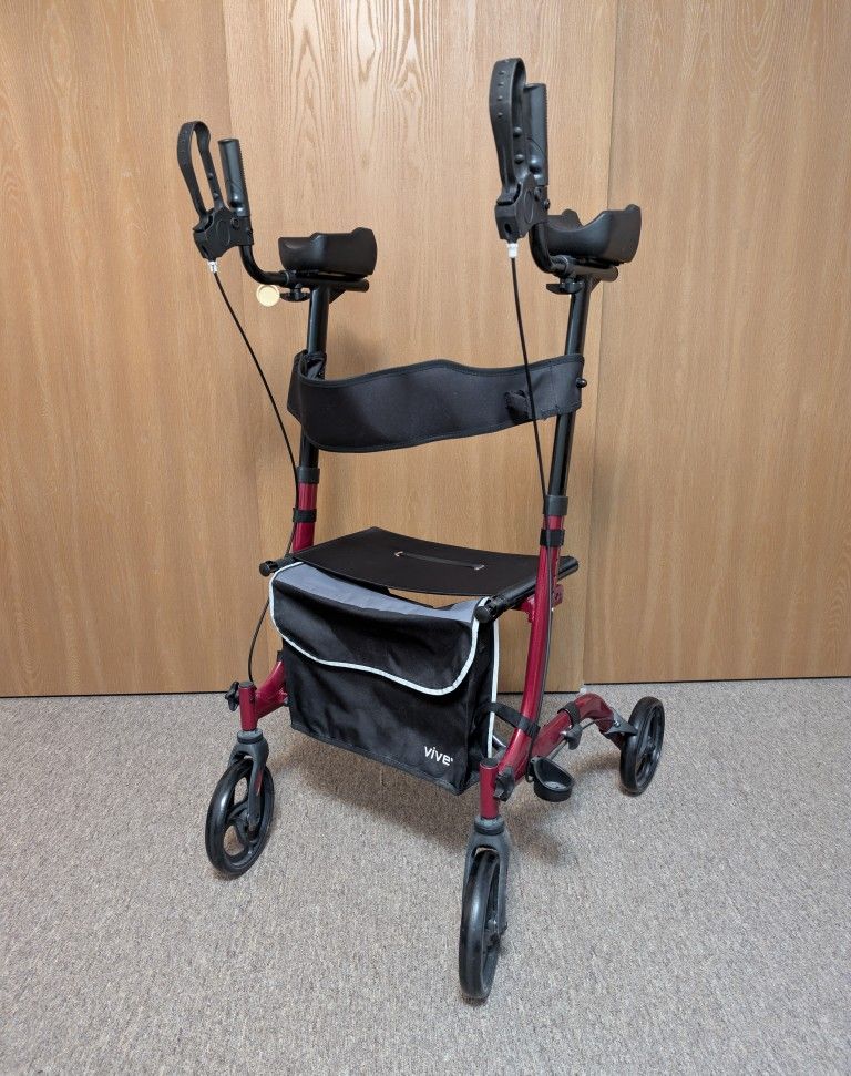 Upright Standing Rollator Walker With Foldable Transport Seat