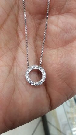 14k white gold chain & charm with diamonds 18 inch long 3.3 grams