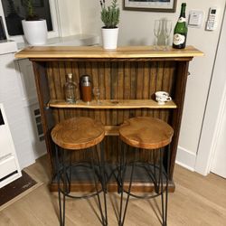 Wood Bar Shelf Repurposed Antique 