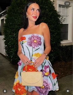 NWT $248 Anthropologie x Maeve Blue Floral Organza Mini Dress XL