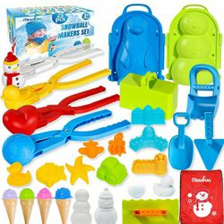 25Pcs Snowball Maker Tool Winter Snow Toys Kit with Handle for Snow Ball Shapes Maker Fights Duck for Kids Toddlers Adults Outdoor Snow Sand Molds Bea