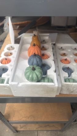 Mini Faux wood Pumpkins 10pk