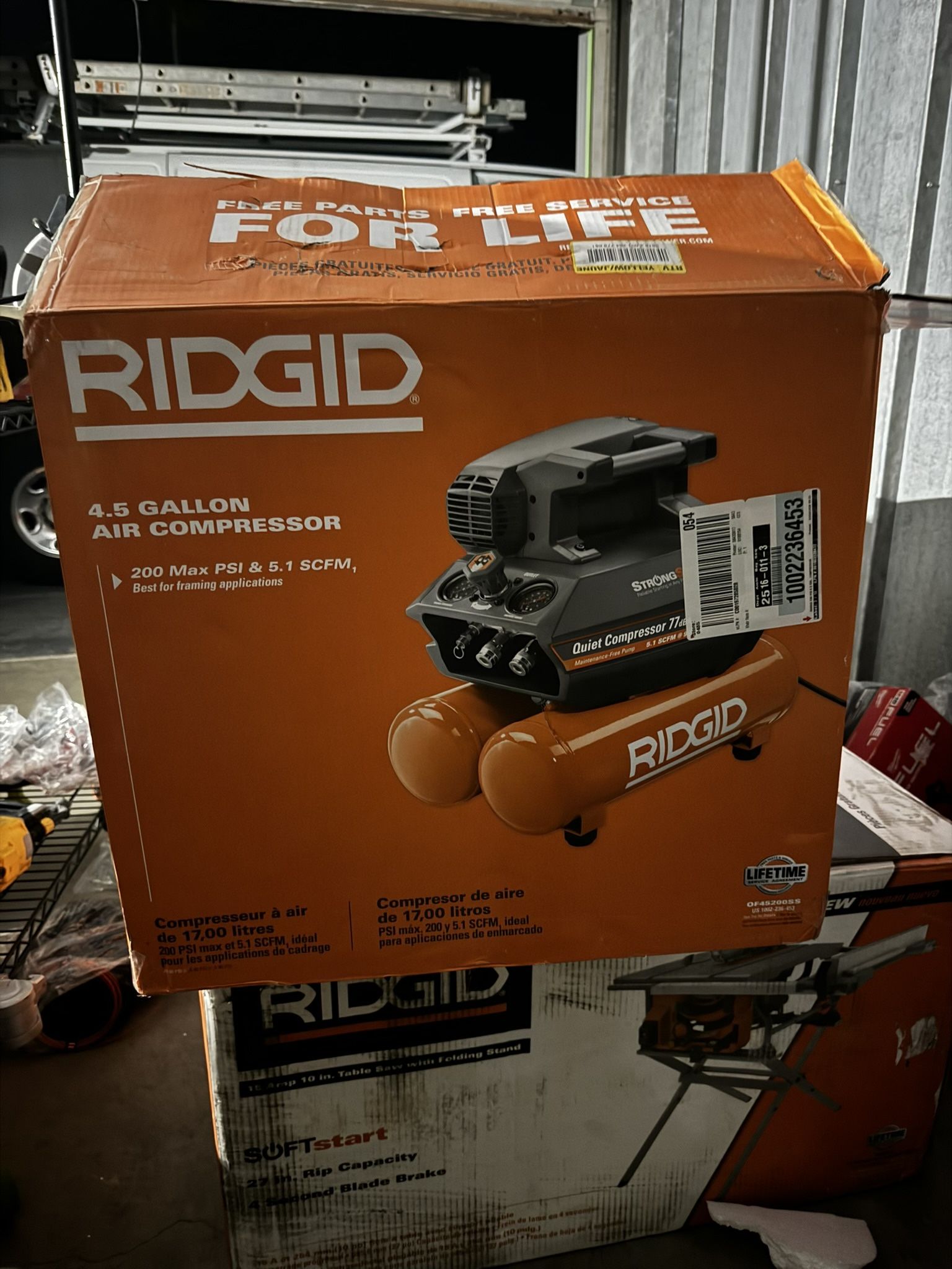Ridgid 4.5 Gallon, Portable, Electric Quiet, Air Compressor.