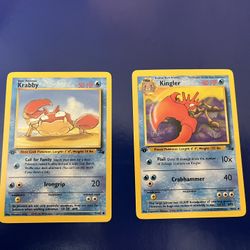 Pokemon, Krabby And Kingler 1st Edition 