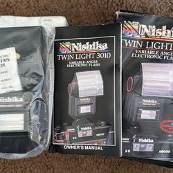 New Nishika N8000 3D Camera Twin Light 3010 Variable Angle Electronic Flash. Fits Most 35mm Cameras.