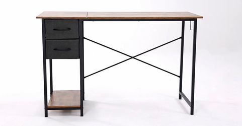 Brand New In Box 40" Home Office Desk with Drawers & Storage – Rust/Industrial Wood