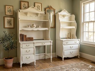 Stanley Furniture White Desk & Dresser Combo with Hutch Top