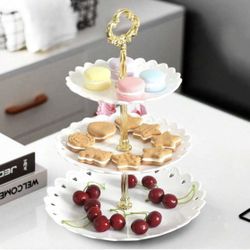 3 Sets Of 3Pcs/Set 3-Tier Plastic Cake Stand Cupcake Dessert Fruit Candy Buffet Serving Tray