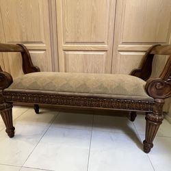 Empire Style Wooden Upholstered Bench