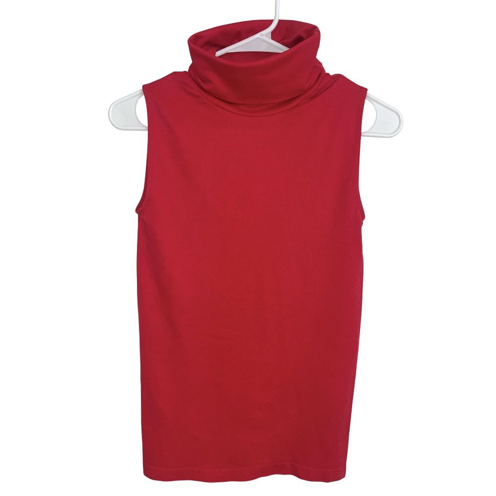 Metric Womens S Red Turtle Neck Sleeveless Top