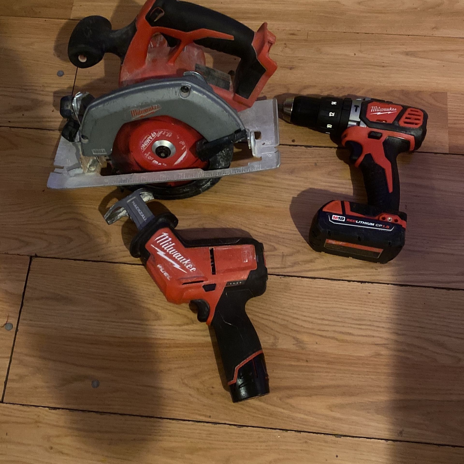 Milwaukee Circular Saw, Drill, Hackzall.