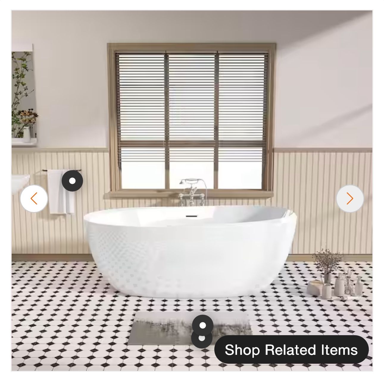 65 in. x 29.5 in. Acrylic Freestanding Flat Bottom Bathtub Soaking with Center Drain Free Standing Bathtub in White