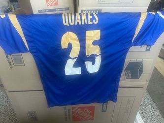 Quakes #25 Blue and Gold Football Jersey
