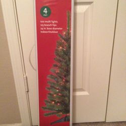 Christmas Tree 4 Foot Pre Lit Multi Color Lights New In Box NE Garland