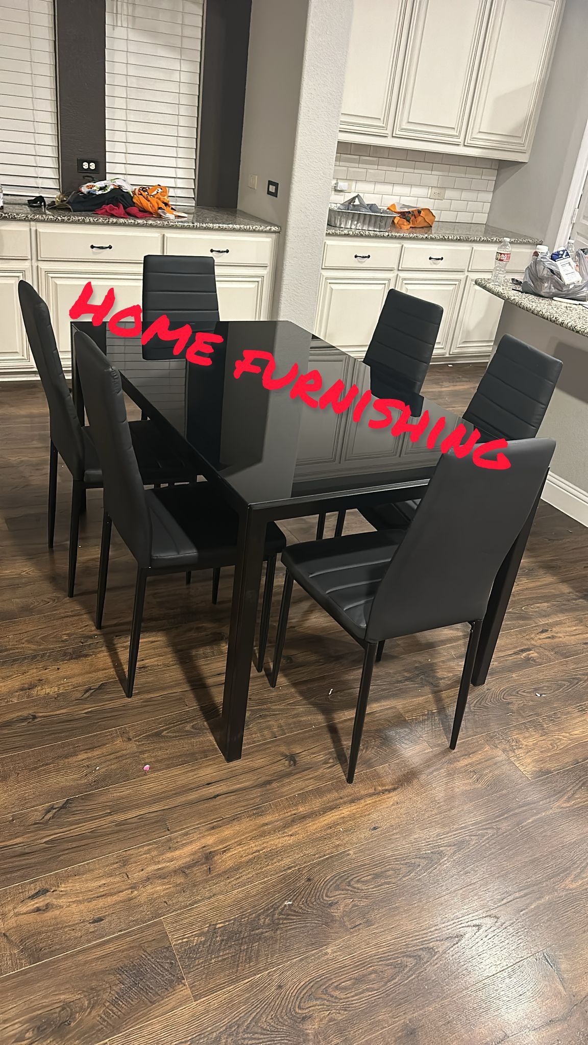 Furniture table with six chair