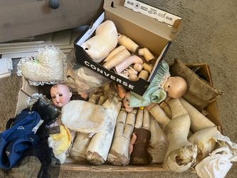 Antique doll lot, parts, bisque
