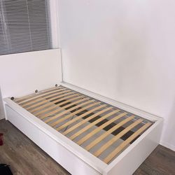 IKEA TWIN BED WITH DRAWERS AND MEMORY FOAM MATTRESS