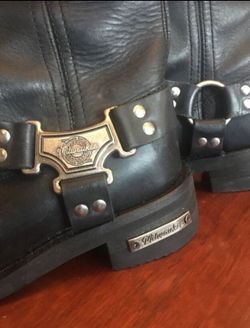 Leather harness motorcycle bike boots