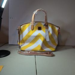 Dooney & Burke handbag new with tags Chevron Yellow and White