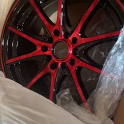 Drift Dynamic red and black Complete Set Of Rims(4)