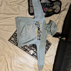 Sp5der Hoodie Baby Blue Size S