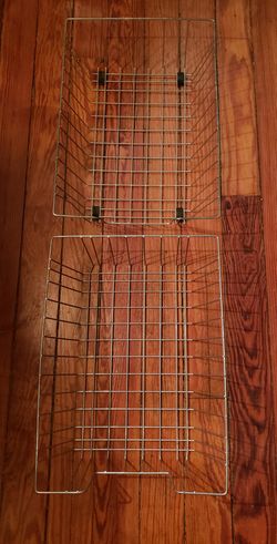 2 vintage wire office in out baskets 15x12x5 each