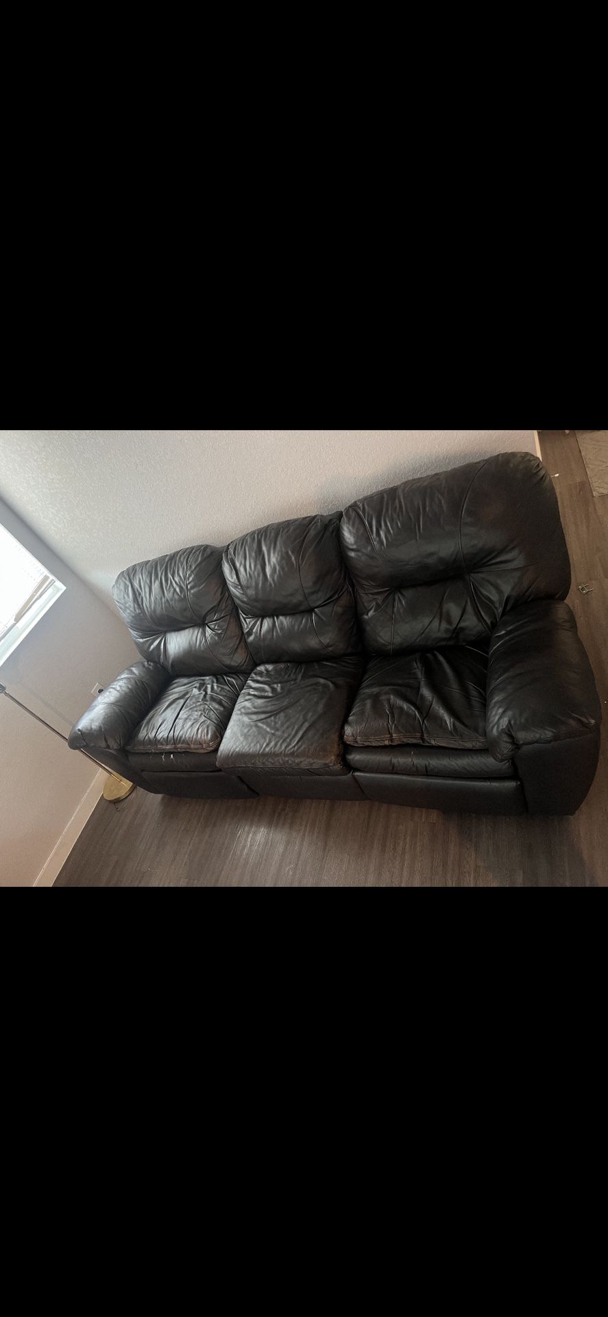 Brown Leather Reclined Couch