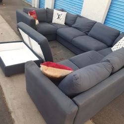 Comfortable huge sectional couch gray with ottoman,