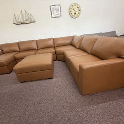 5 Pc Leather Sectional Sofa With Chaise-Radley 