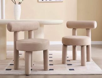 Mid-Century Modern Khaki Velvet Dining Chairs (Set of 2)