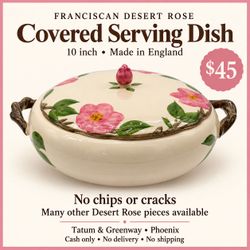 Franciscan Desert Rose covered vegetable serving dish