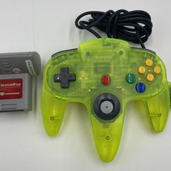 Nintendo 64 N64 NUS-005 Extreme Lime Green Clear Controller Tremorpak OEM