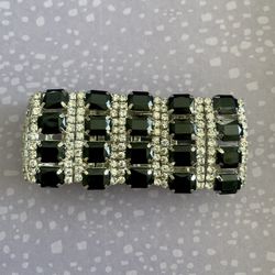 Black & White Rhinestone Stretchable Bracelet
