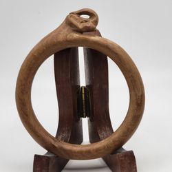 Vintage Hand Carved Wooden Elephant Bangle Bracelet 2.75" Rare