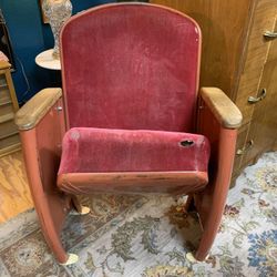 Vintage Red Velvet Theater Seat 