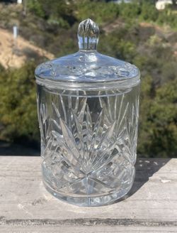 Vtg Brilliant Cut Lead Crystal Lidded Candy Jar Powder Sugar Bowl 6"