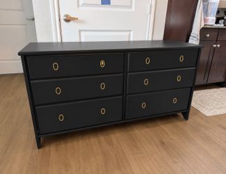 Black 6 drawers dresser with Golden  handles
