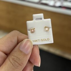 14k Pink Butterfly Earrings 