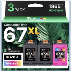 67XL Ink Cartridges （3 pack)Remanufactured for HP