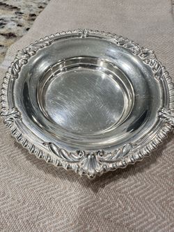 Vintage Silverplate Mini Dish Coaster 4.5" Ornate Repousse Rim Made In England