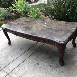 Marble Top Table Cherry Wood