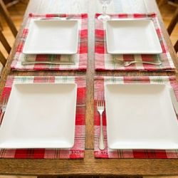 (New) Set of Four Threshold Square Porcelain Salad Plate