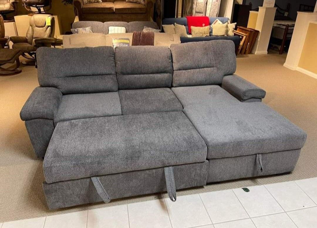 Pullout Sleeper sectional with storage chaise Plush Seat Sofa Bed for