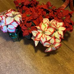 6 Medium Size Fake Poinsettias 