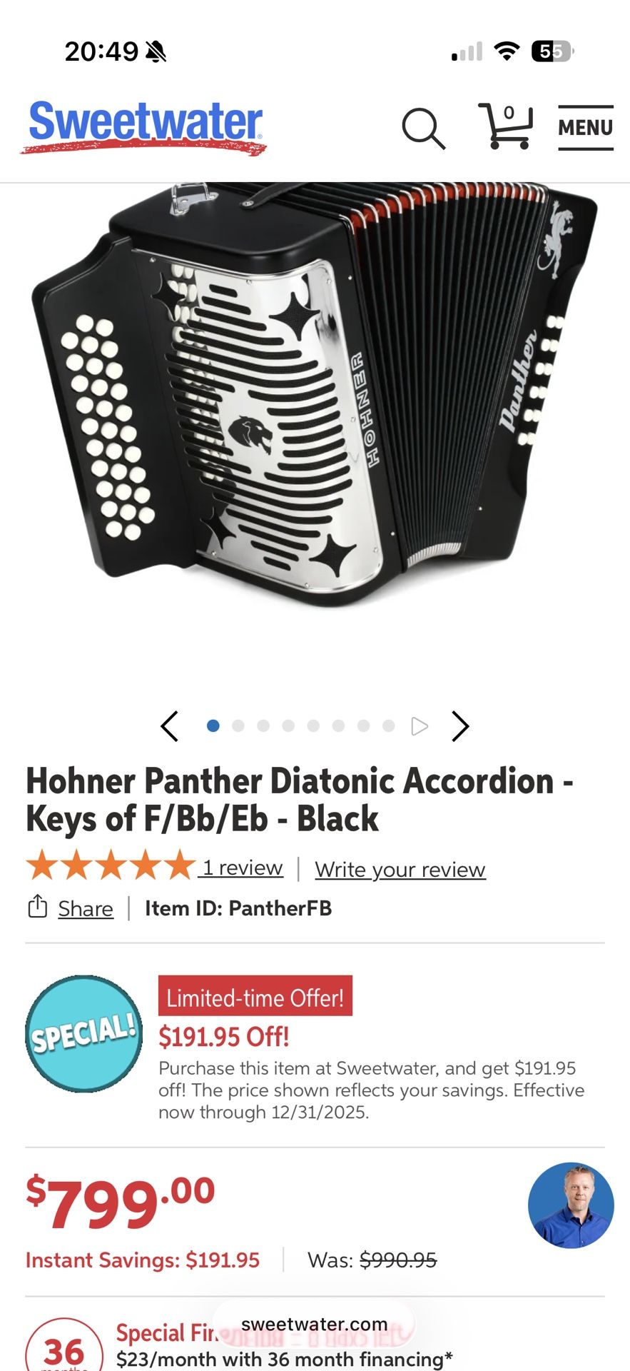 Hohner Panther Accordion Fa