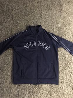 Vintage stussy navy blue track jacket